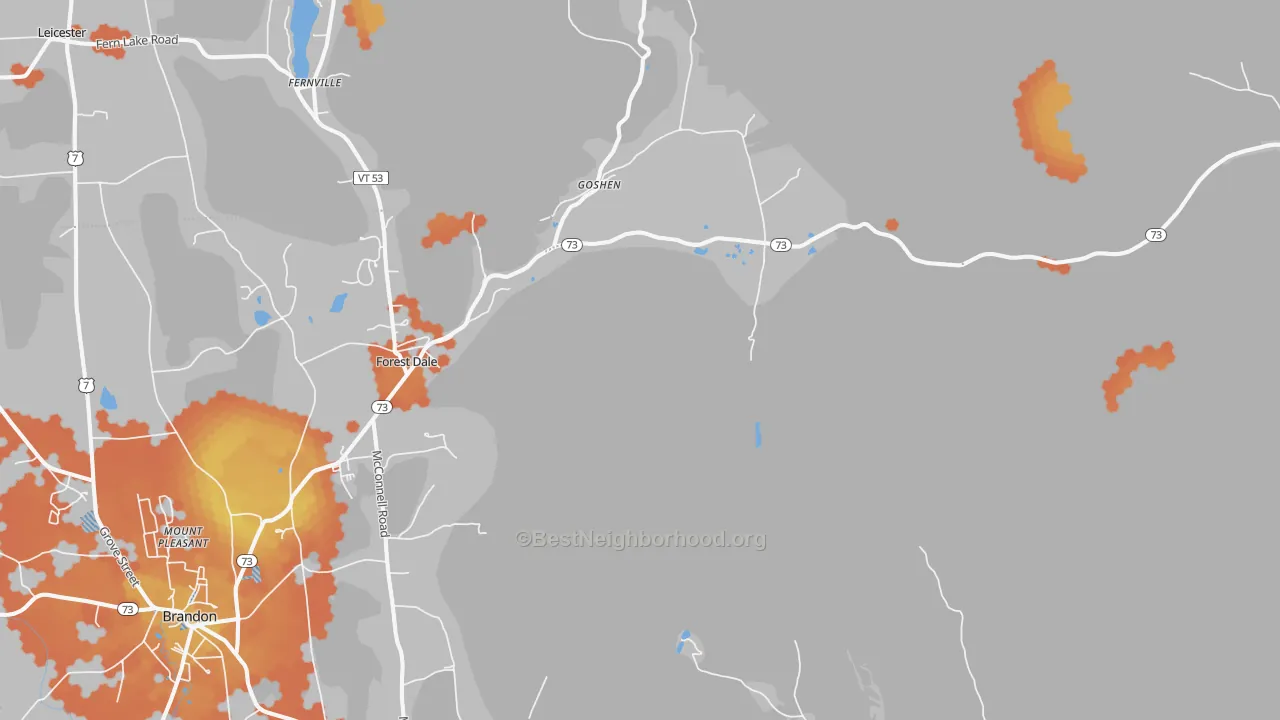 Bike Grade map of Goshen, VT