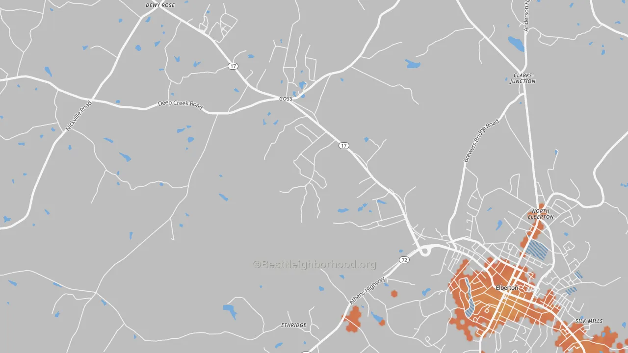 Bike Grade map of Goss, GA