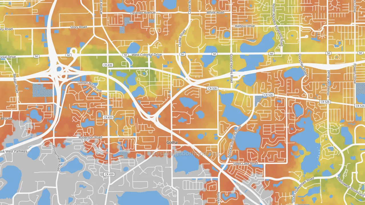 Bike Grade map of Gotha, FL