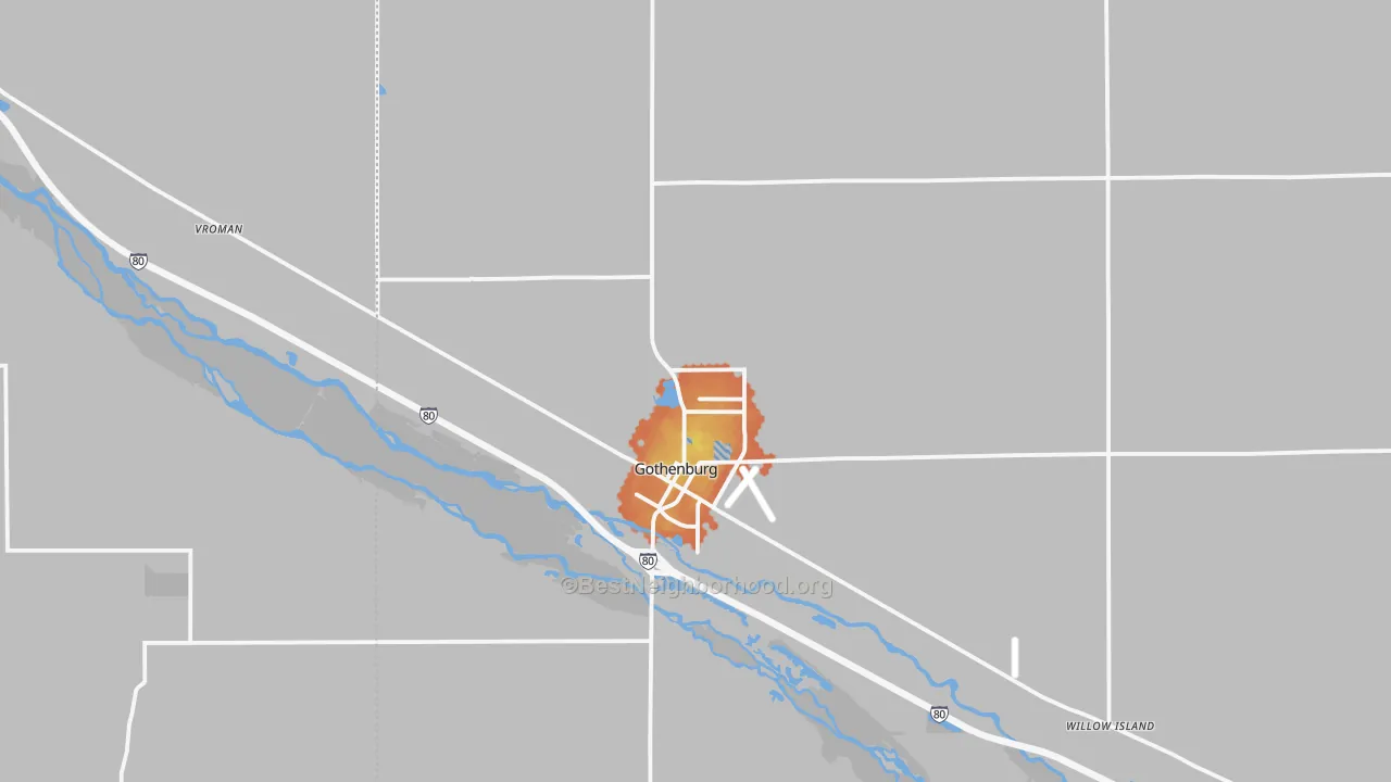 Bike Grade map of Gothenburg, NE