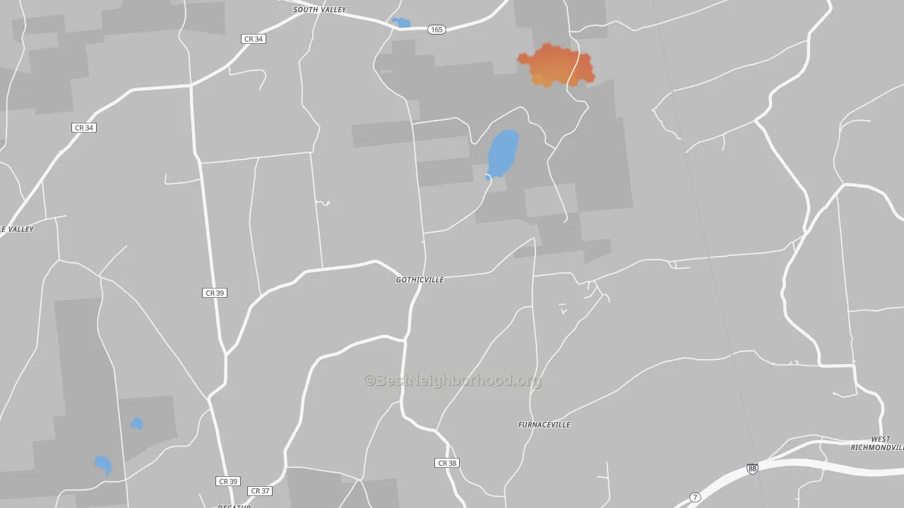 Bike Grade map of Gothicville, NY