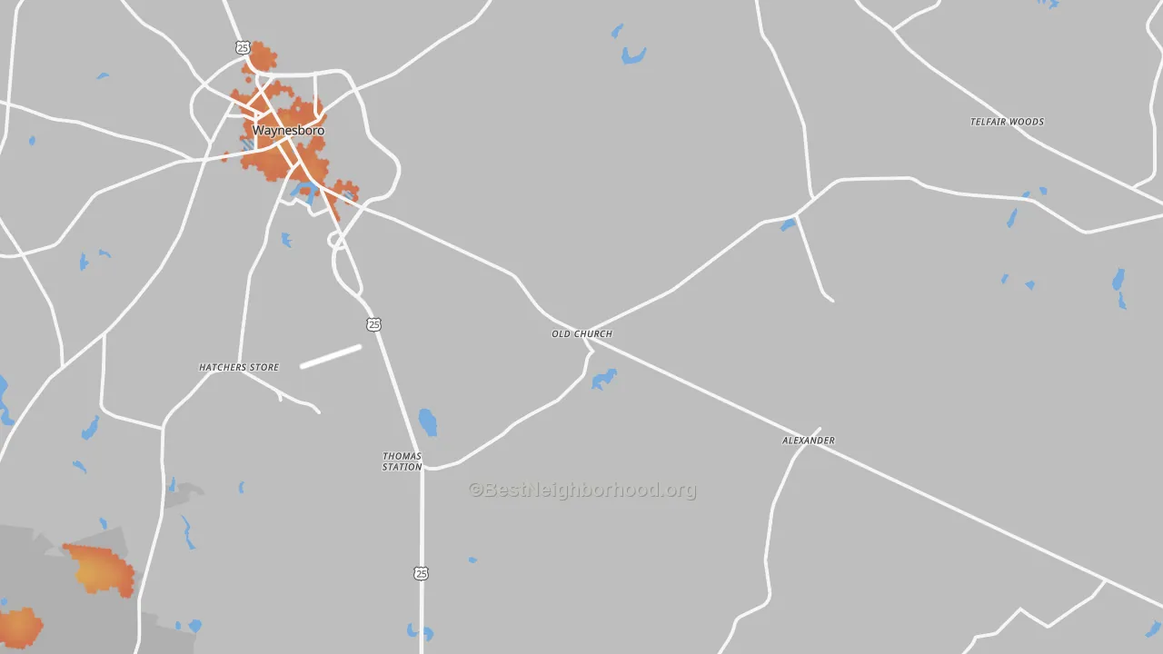 Bike Grade map of Gough, GA