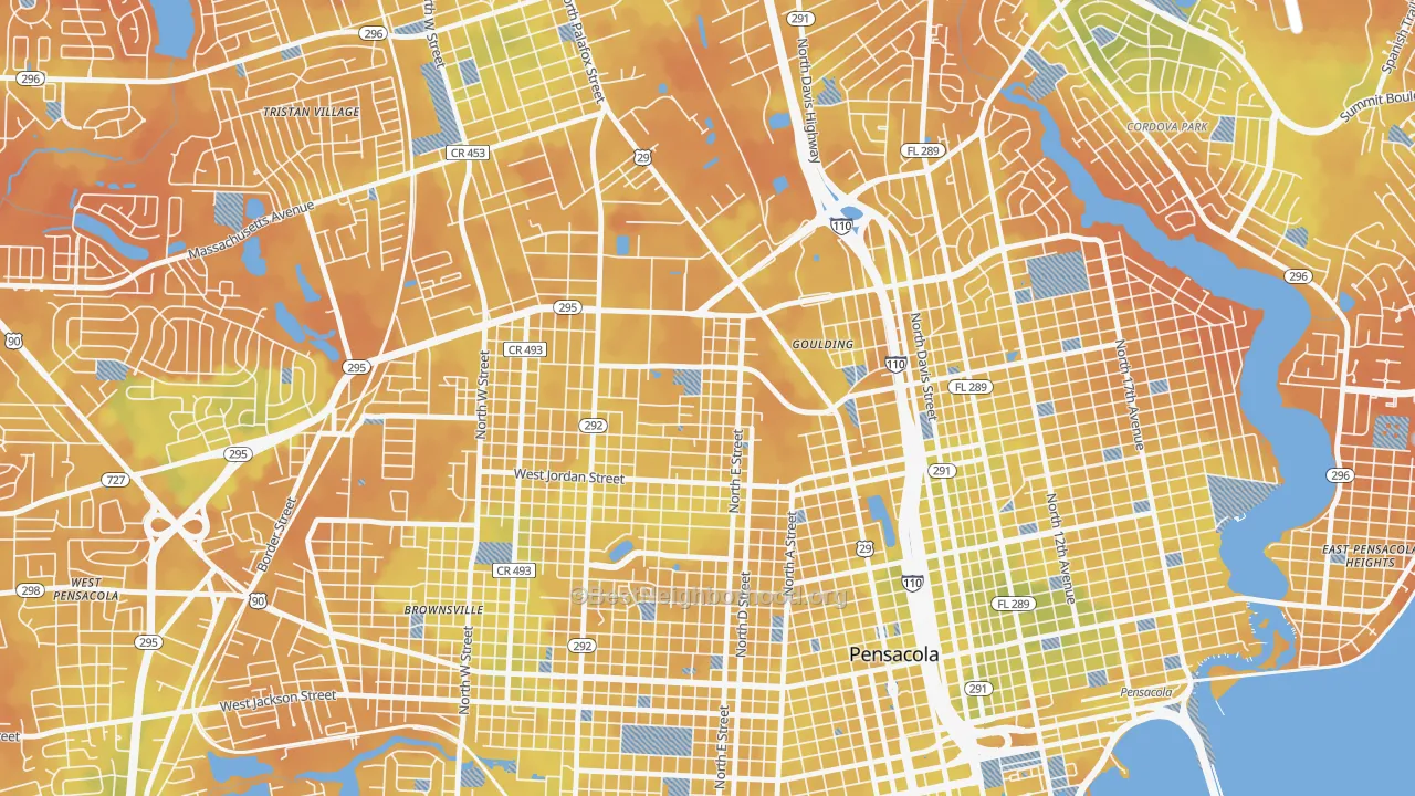 Bike Grade map of Goulding, FL