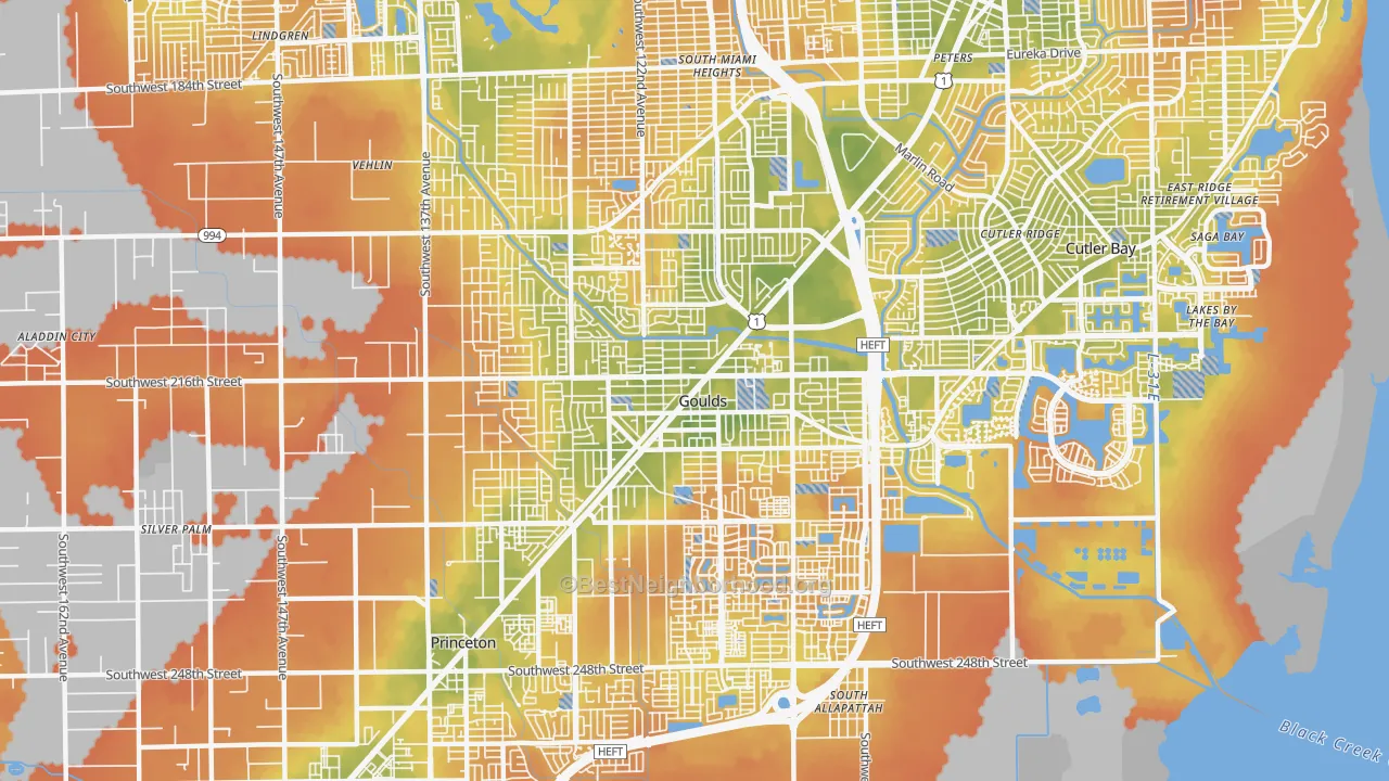 Bike Grade map of Goulds, FL
