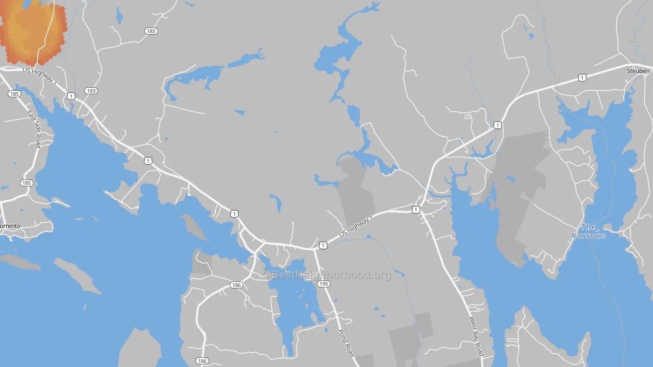 Bike Grade map of Gouldsboro, ME