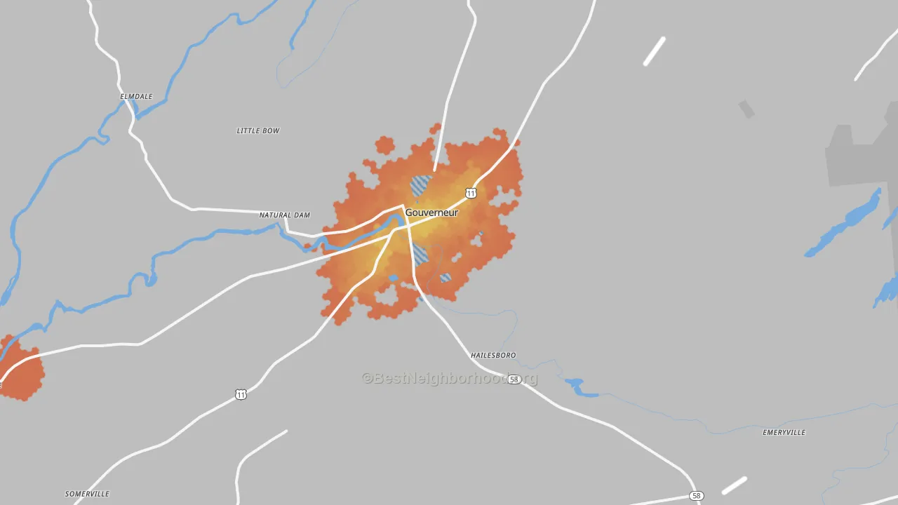 Bike Grade map of Gouverneur, NY