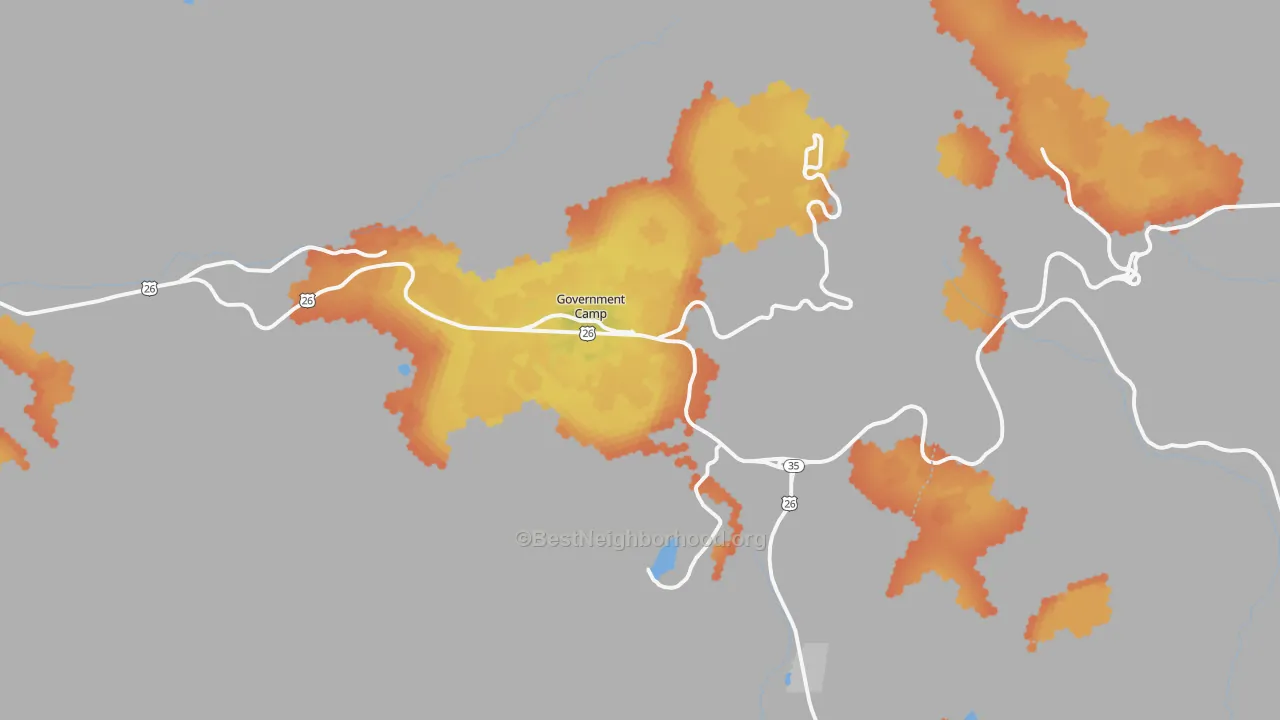 Bike Grade map of Government Camp, OR
