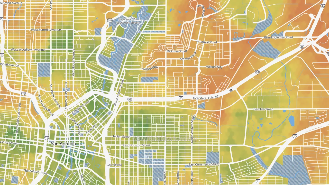 Bike Grade map of Government Hill Alliance, San Antonio, TX