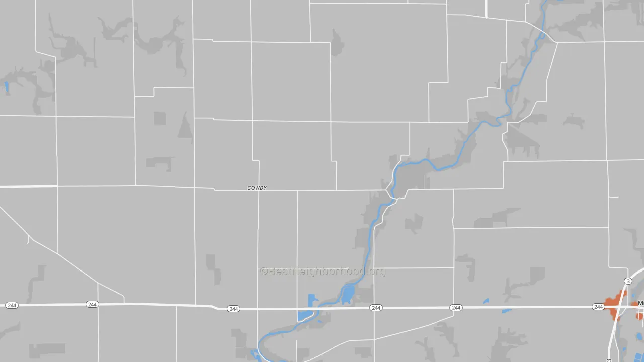 Bike Grade map of Gowdy, IN