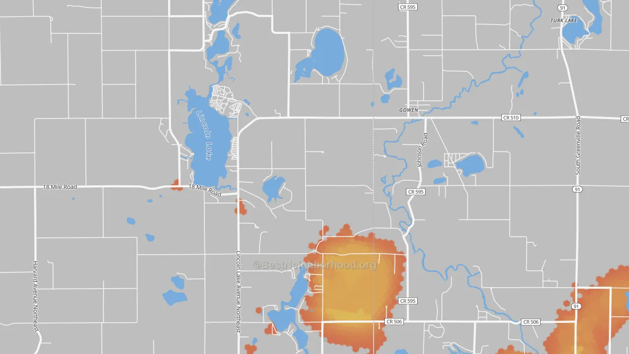 Bike Grade map of Gowen, MI