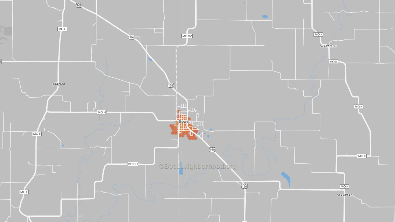 Bike Grade map of Gower, MO