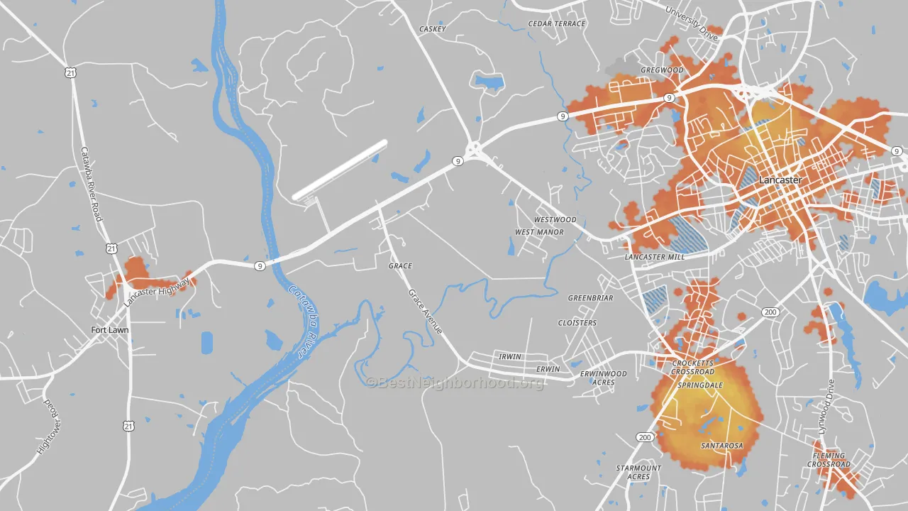 Bike Grade map of Grace, SC