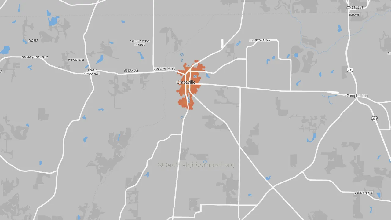 Bike Grade map of Graceville, FL