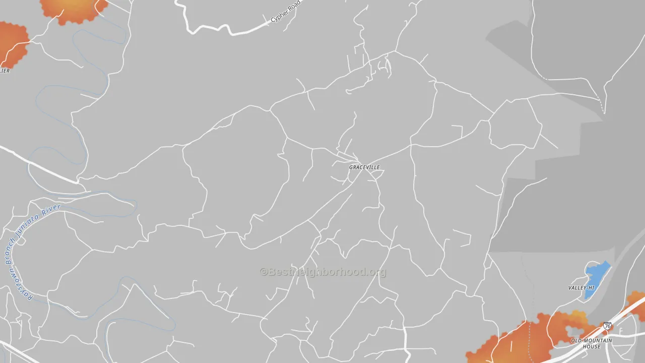Bike Grade map of Graceville, PA