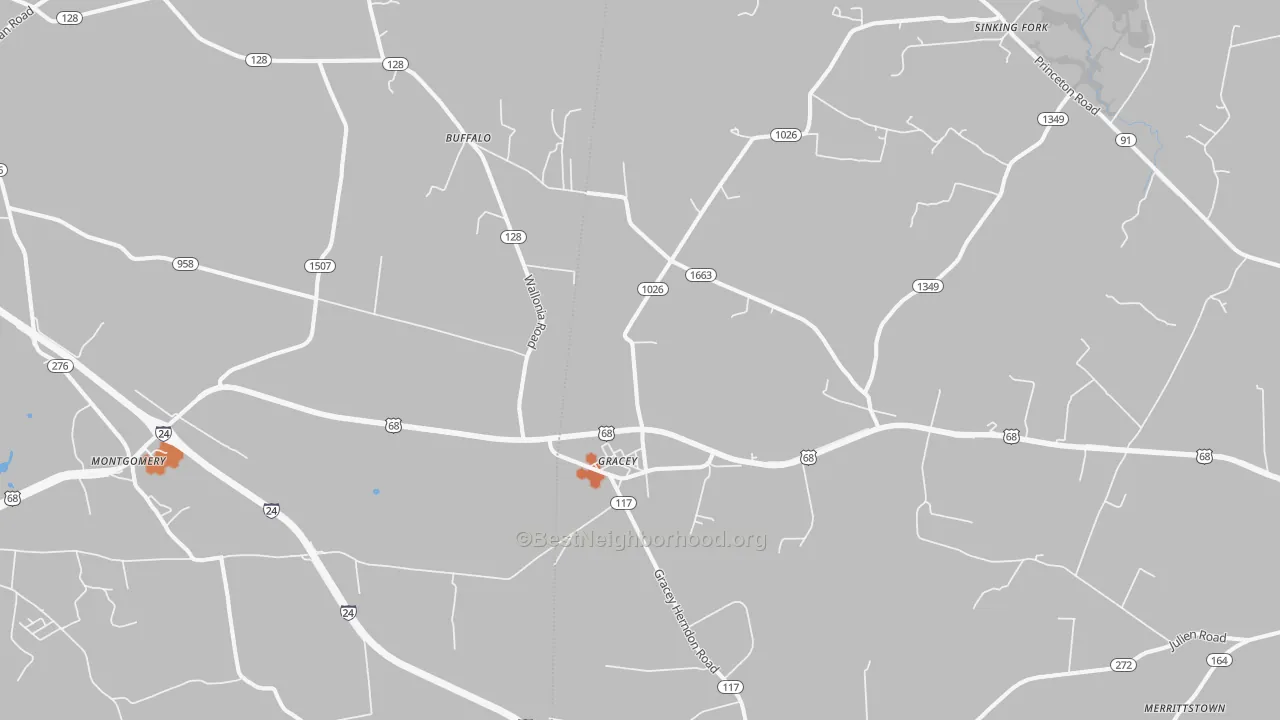 Bike Grade map of Gracey, KY