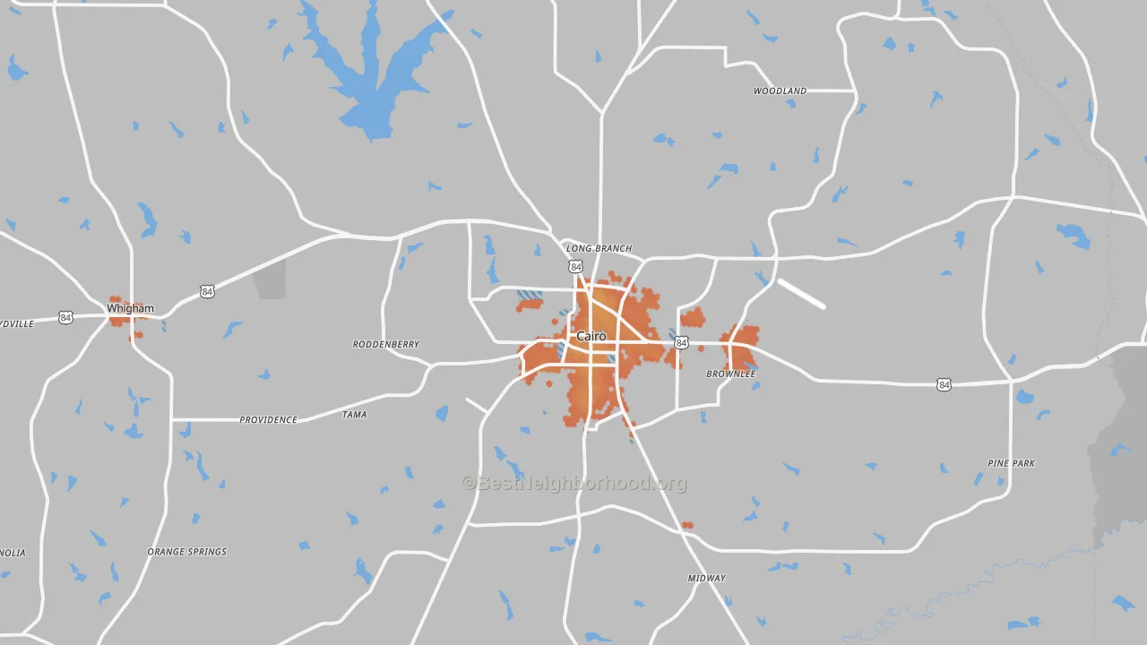 Bike Grade map of Grady County, GA