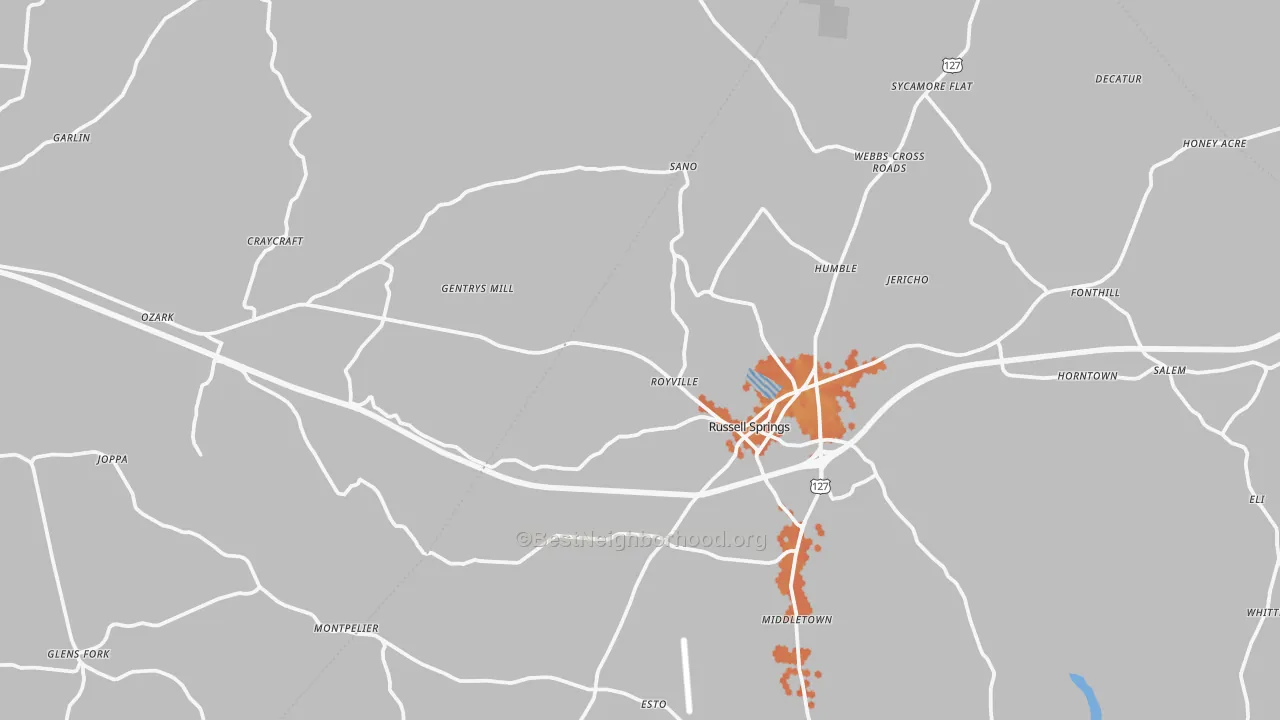 Bike Grade map of Gradyville, KY