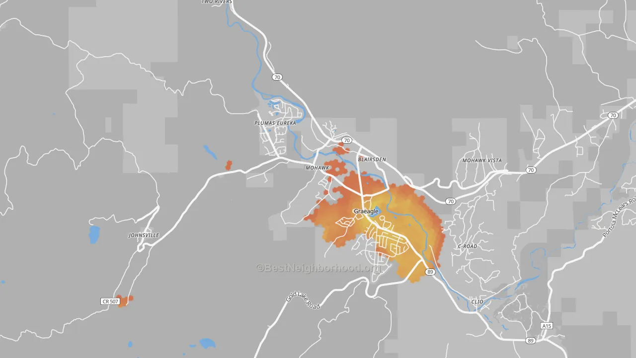 Bike Grade map of Graeagle, CA