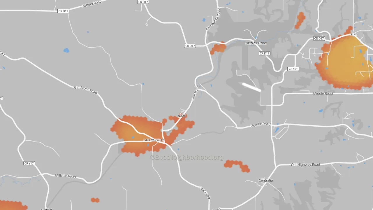 Bike Grade map of Graf, IA