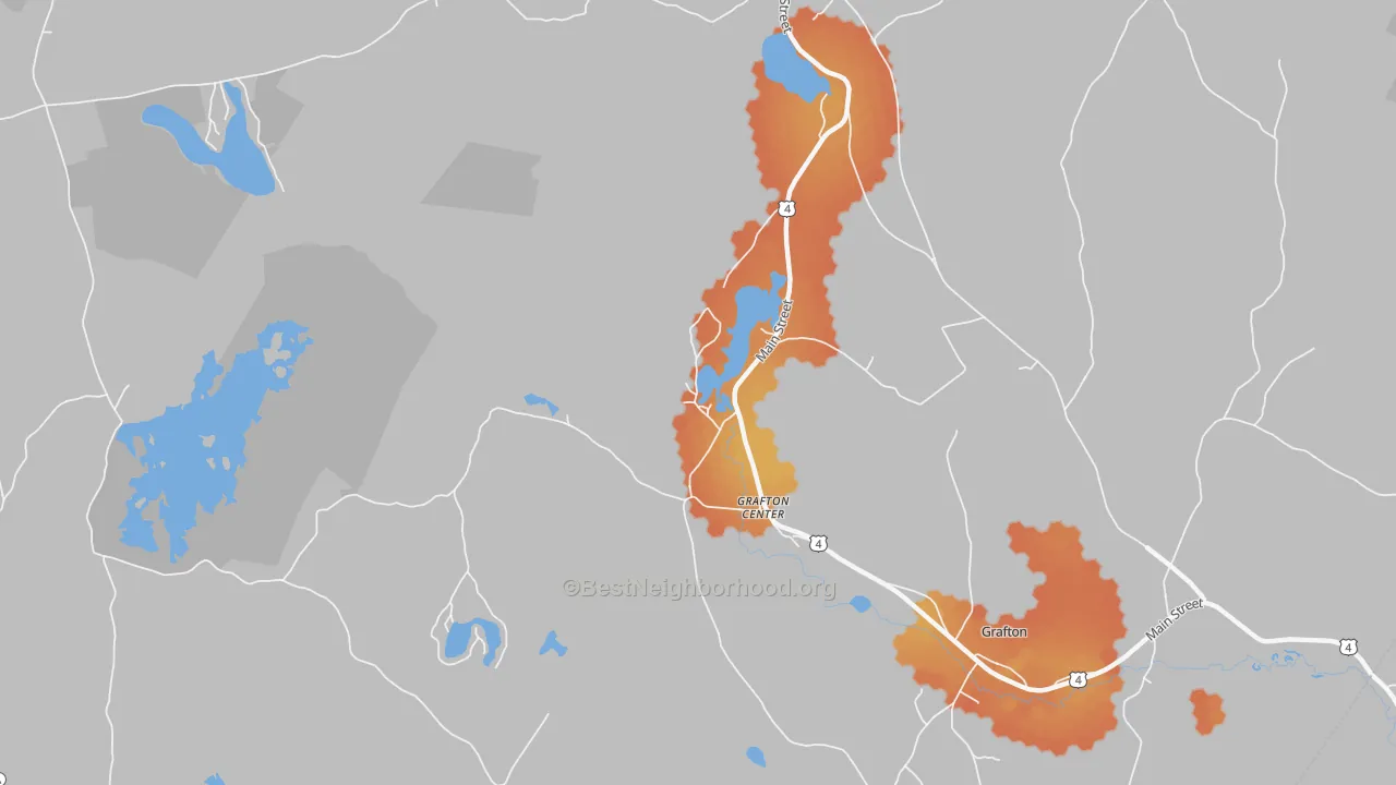 Bike Grade map of Grafton Center, NH