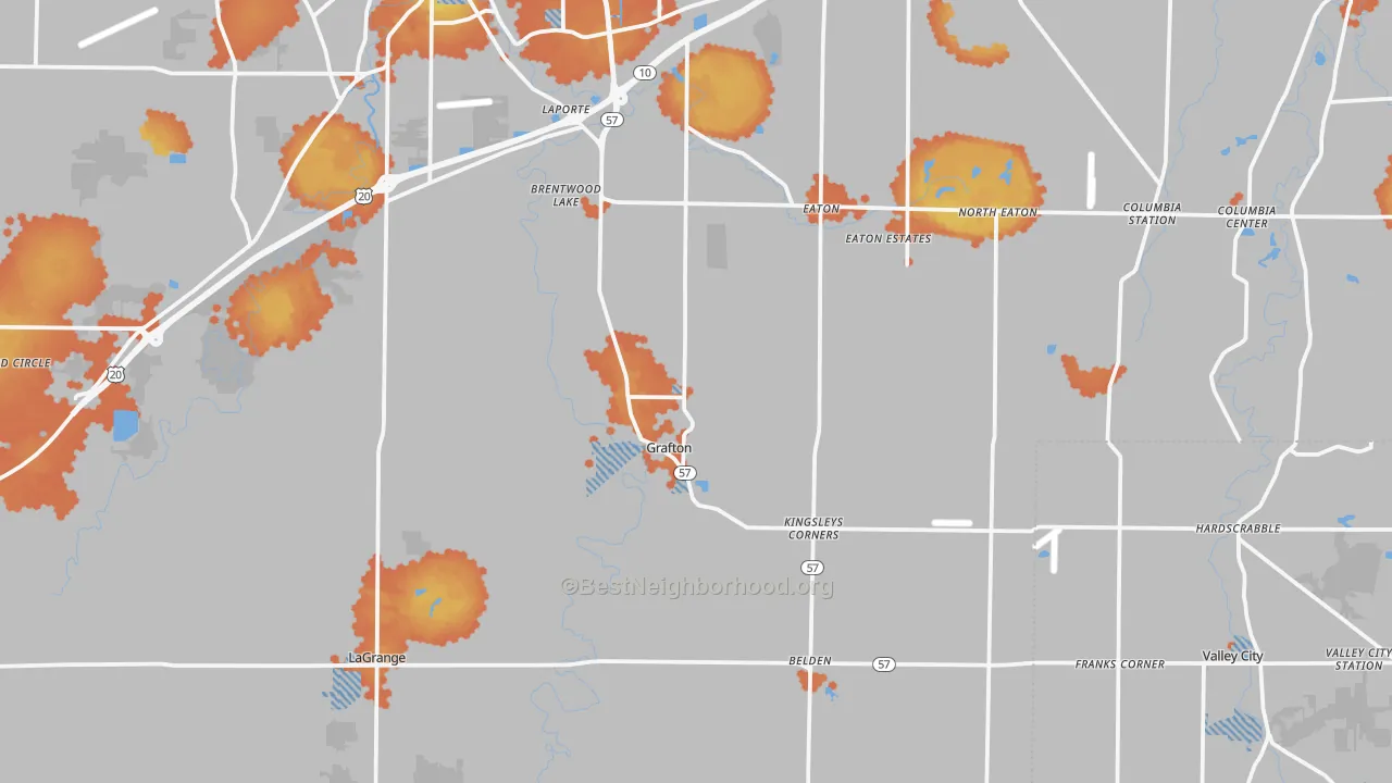 Bike Grade map of Grafton, OH
