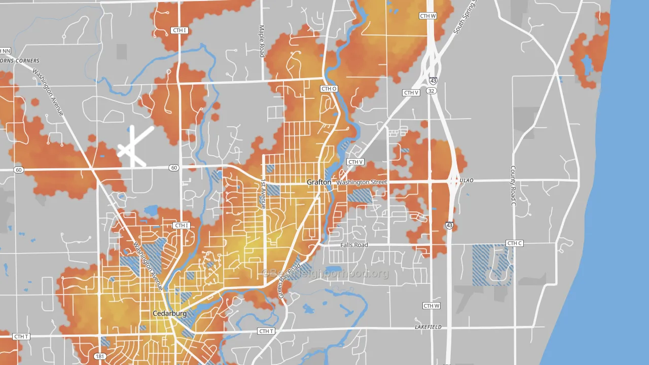 Bike Grade map of Grafton, WI