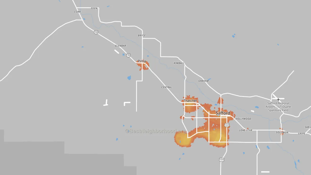 Bike Grade map of Graham County, AZ