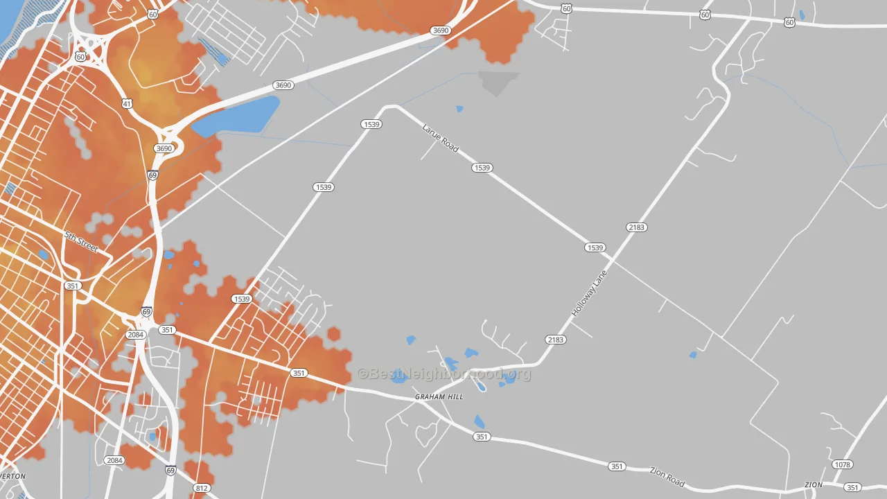 Bike Grade map of Graham Hill, KY