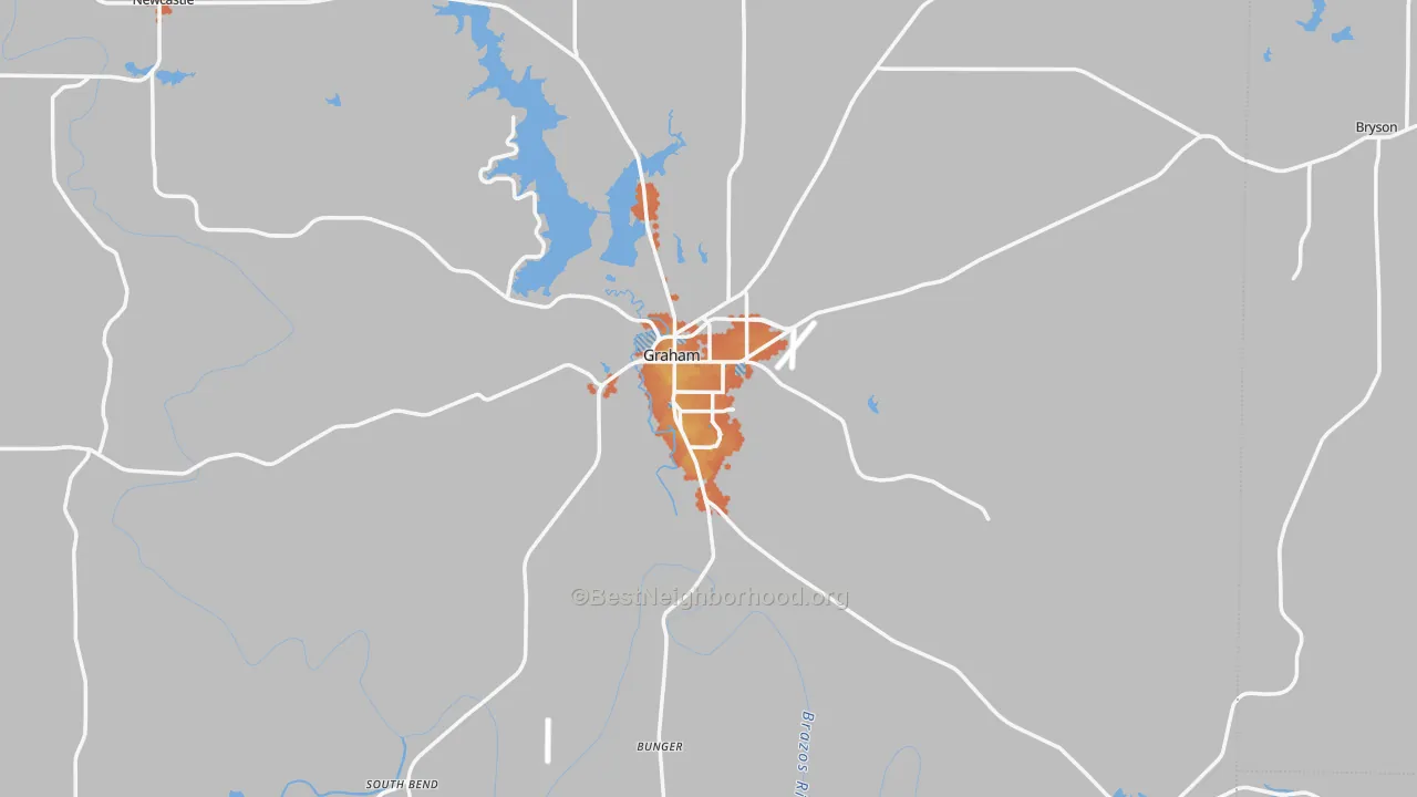 Bike Grade map of Graham, TX
