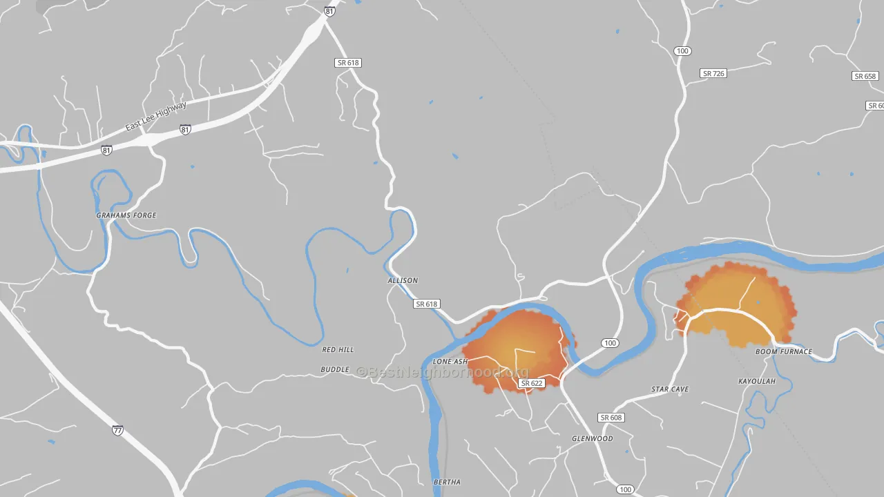 Bike Grade map of Grahams Forge, VA