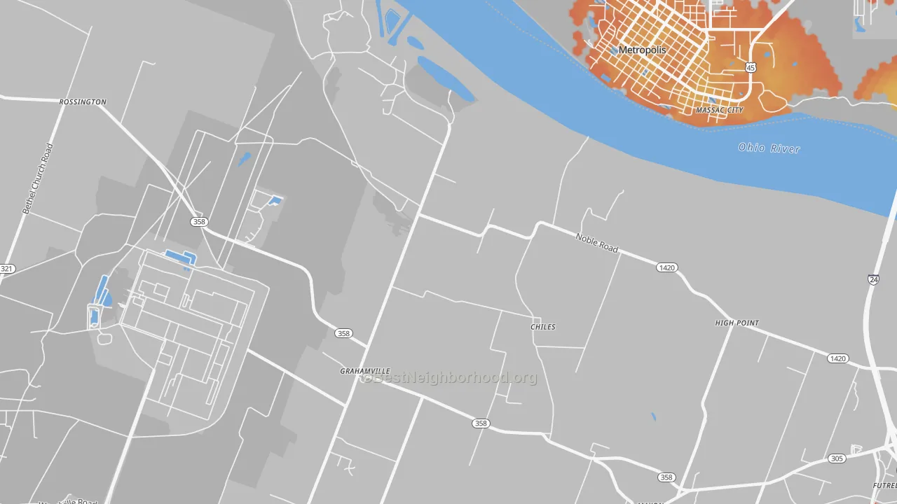 Bike Grade map of Grahamville, KY