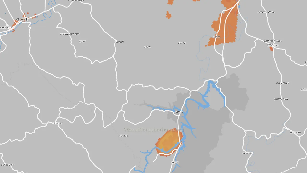Bike Grade map of Grahn, KY