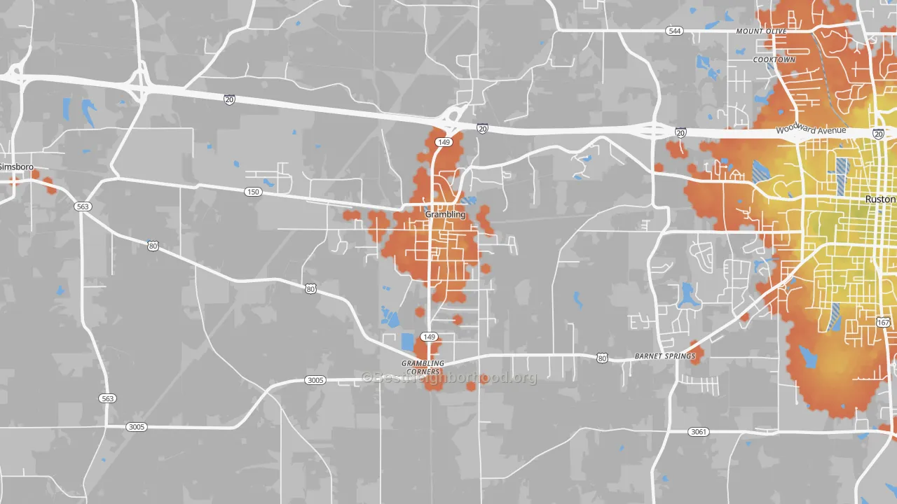 Bike Grade map of Grambling, LA