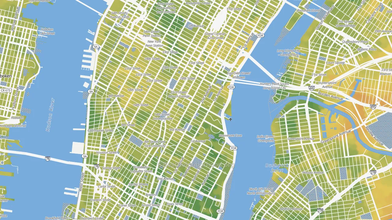 Bike Grade map of Gramercy, Manhattan, NY