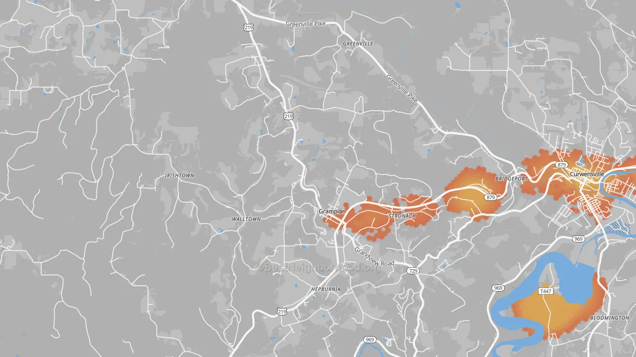 Bike Grade map of Grampian, PA