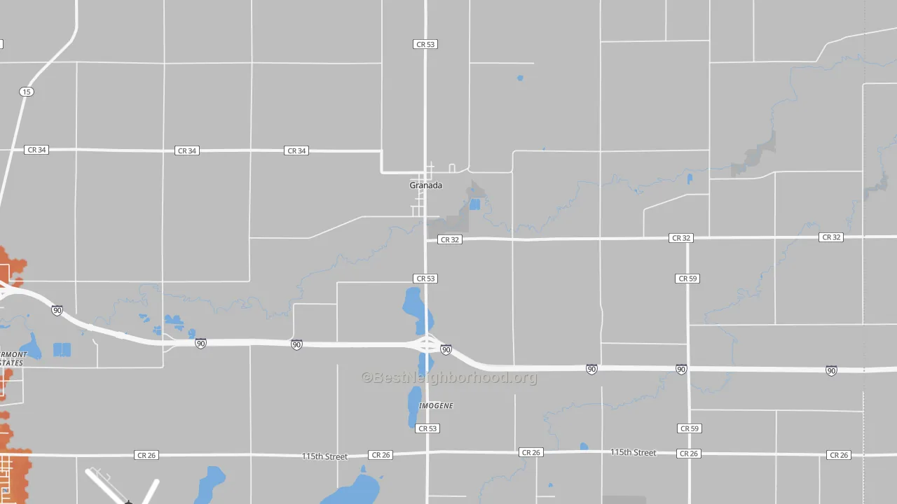 Bike Grade map of Granada, MN