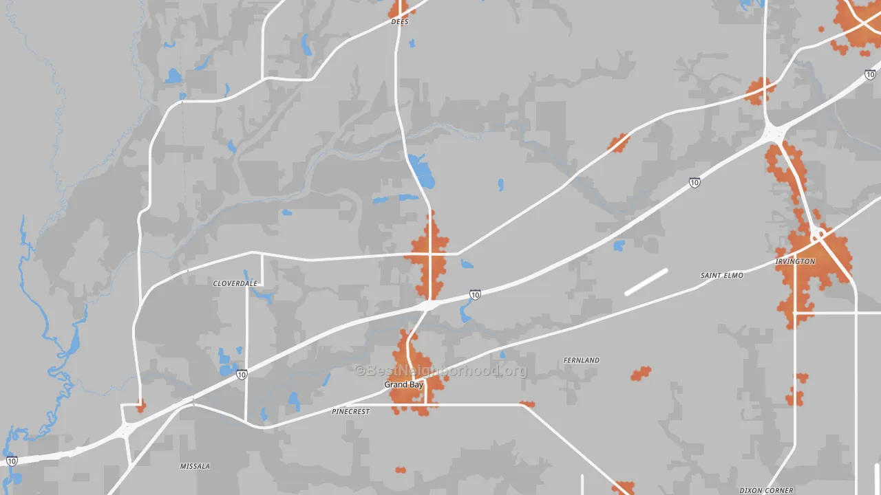 Bike Grade map of Grand Bay, AL