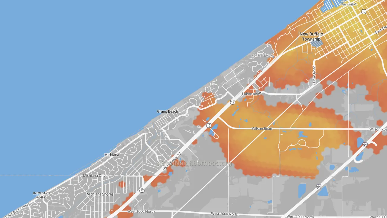 Bike Grade map of Grand Beach, MI