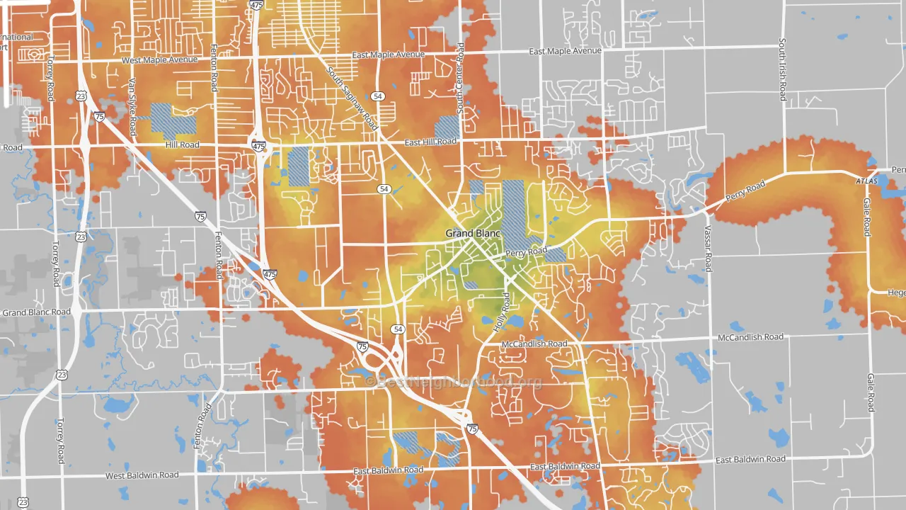 Bike Grade map of Grand Blanc, MI
