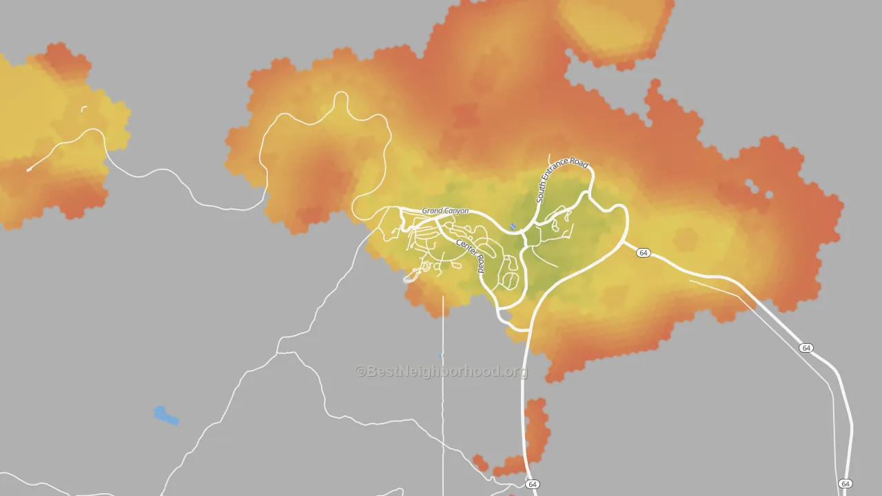 Bike Grade map of Grand Canyon Village, AZ