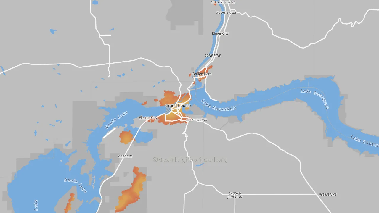 Bike Grade map of Grand Coulee, WA