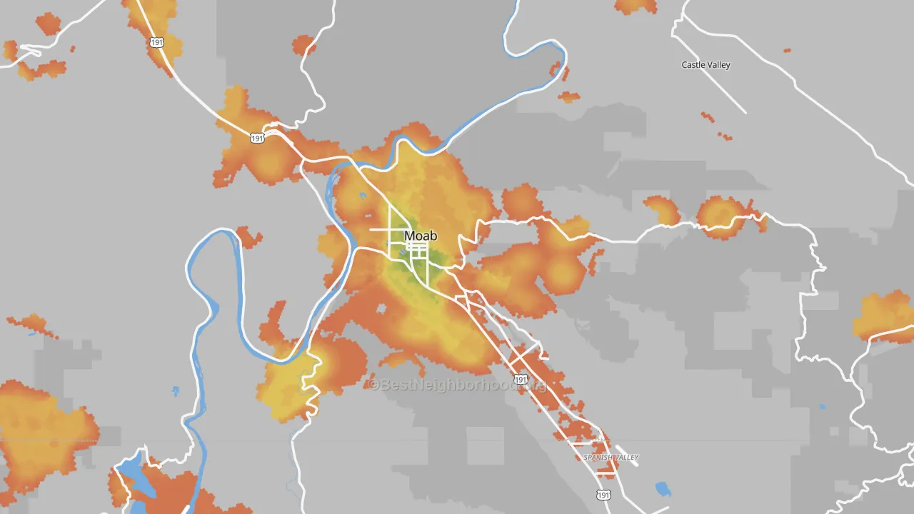 Bike Grade map of Grand County, UT