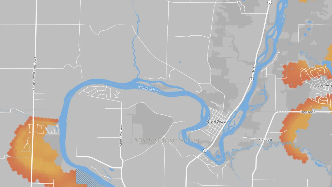 Bike Grade map of Grand Detour, IL
