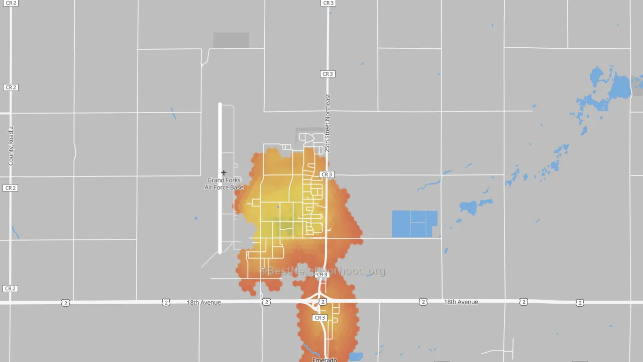 Bike Grade map of Grand Forks Afb, ND