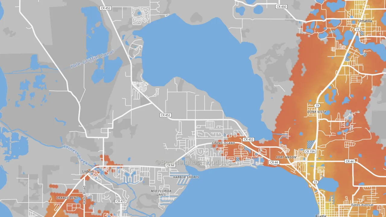 Bike Grade map of Grand Island, FL