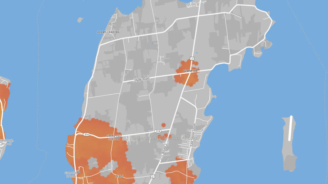 Bike Grade map of Grand Isle, VT