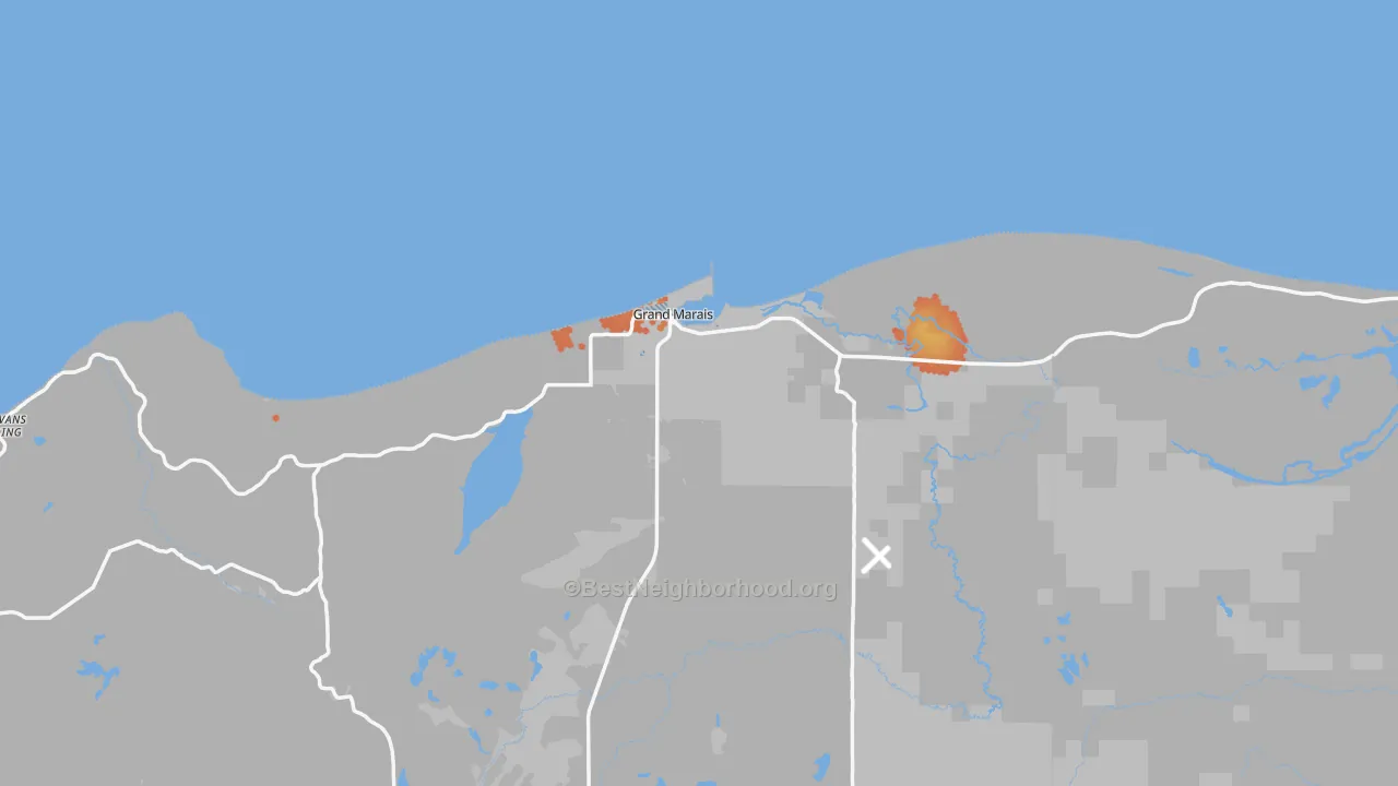 Bike Grade map of Grand Marais, MI