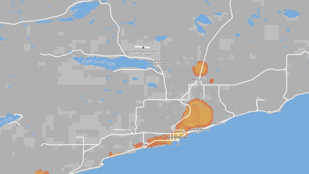 Bike Grade map of Grand Marais, MN