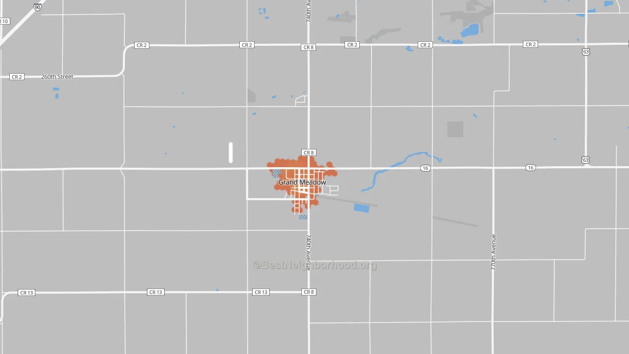 Bike Grade map of Grand Meadow, MN