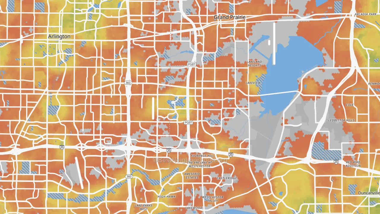 Bike Grade map of Grand Prairie, TX